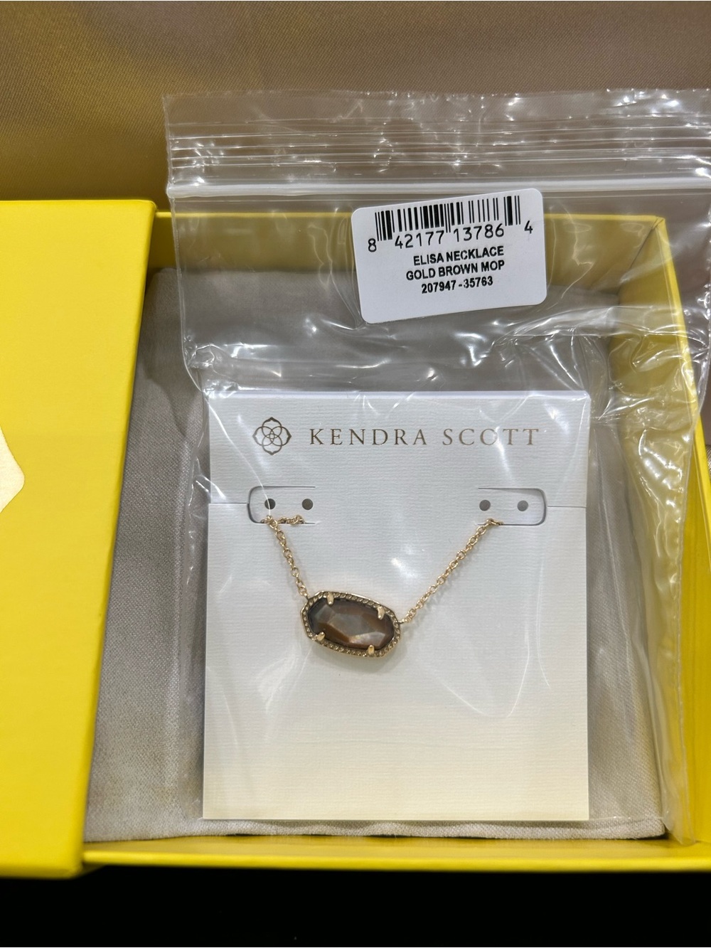 Kendra Scott Elisa Necklace in Gold with Brown Stone